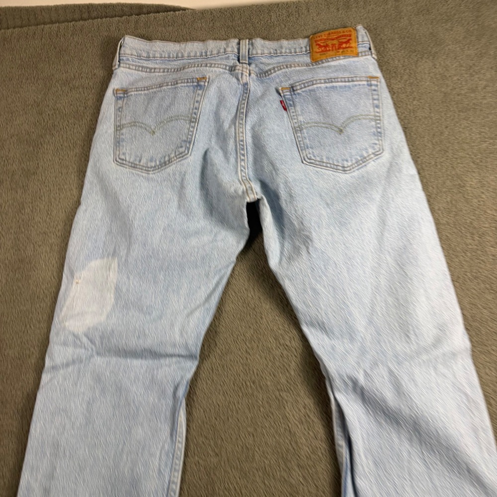 Levis 505 Regular Fit Straight Leg Light Wash Blue Denim Jeans Mens 35x32